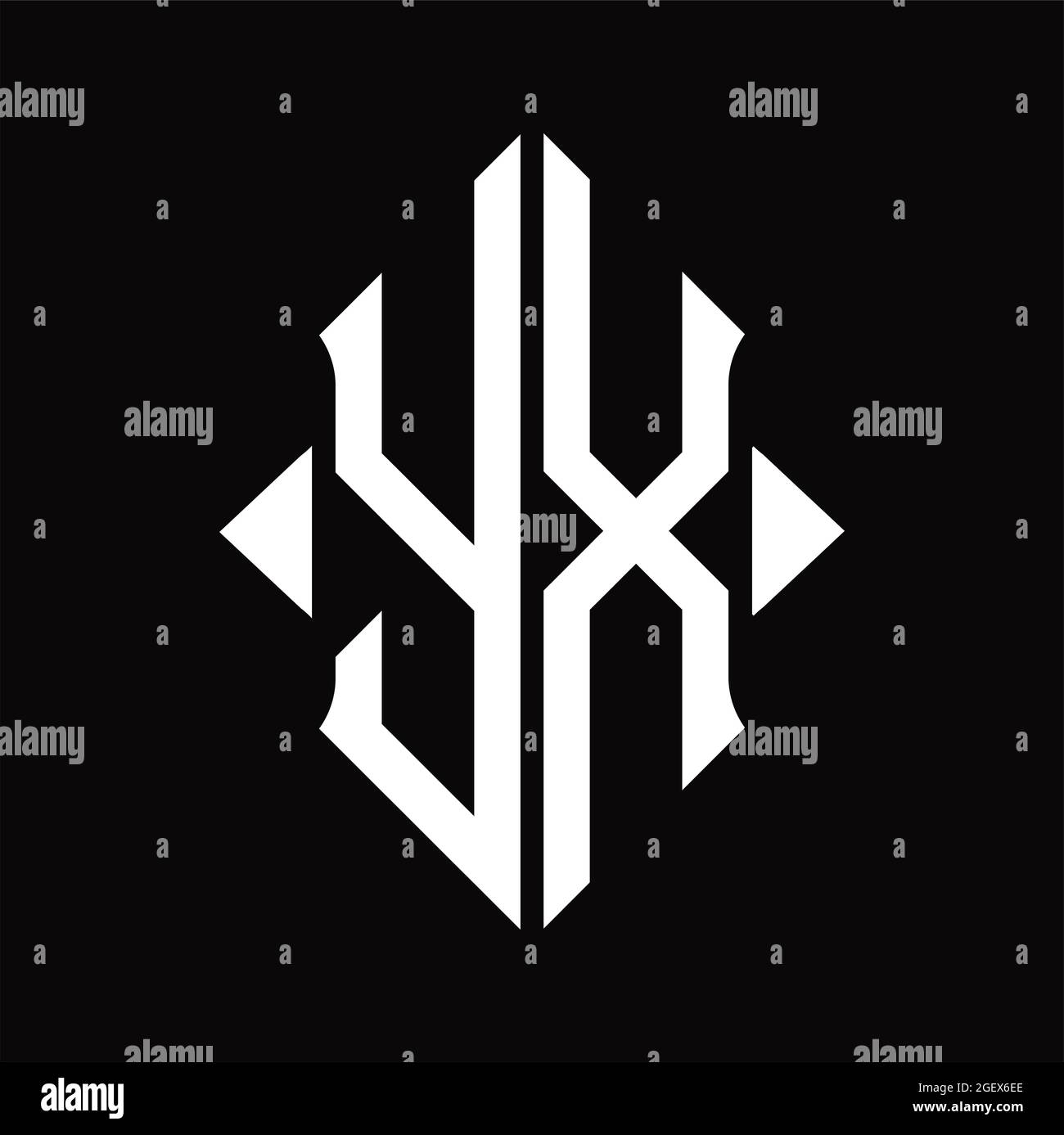 YX Logo monogram with horn shape isolated black and white design ...