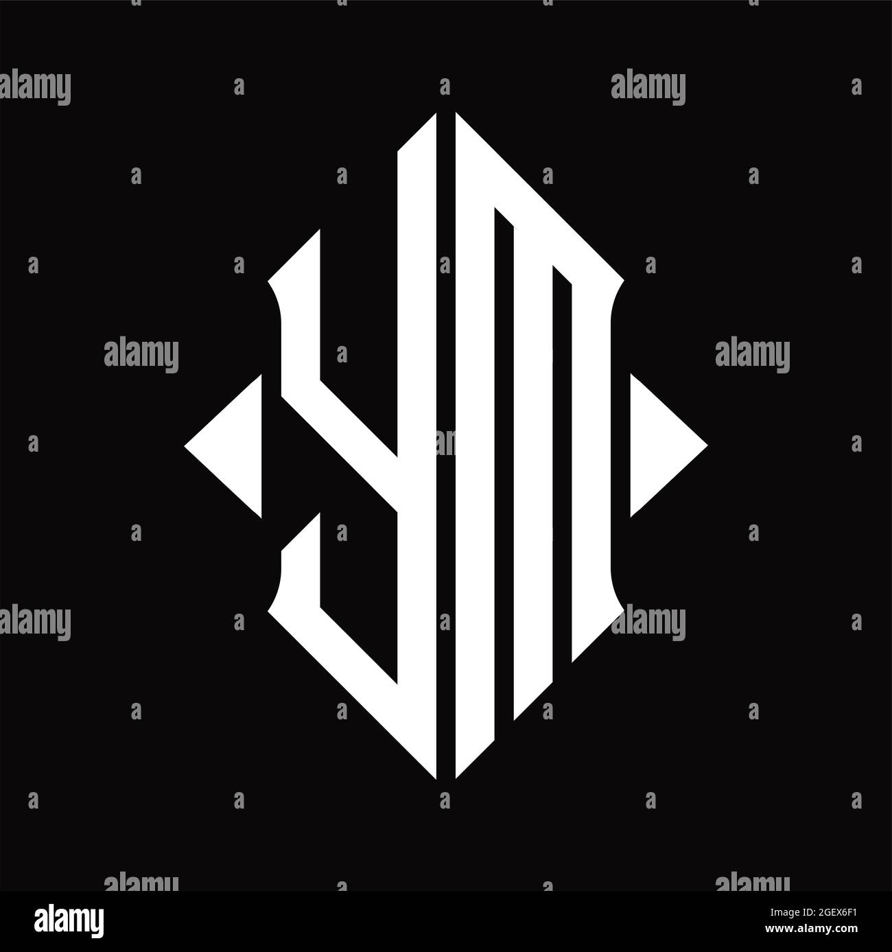 YM Logo monogram with horn shape isolated black and white design ...