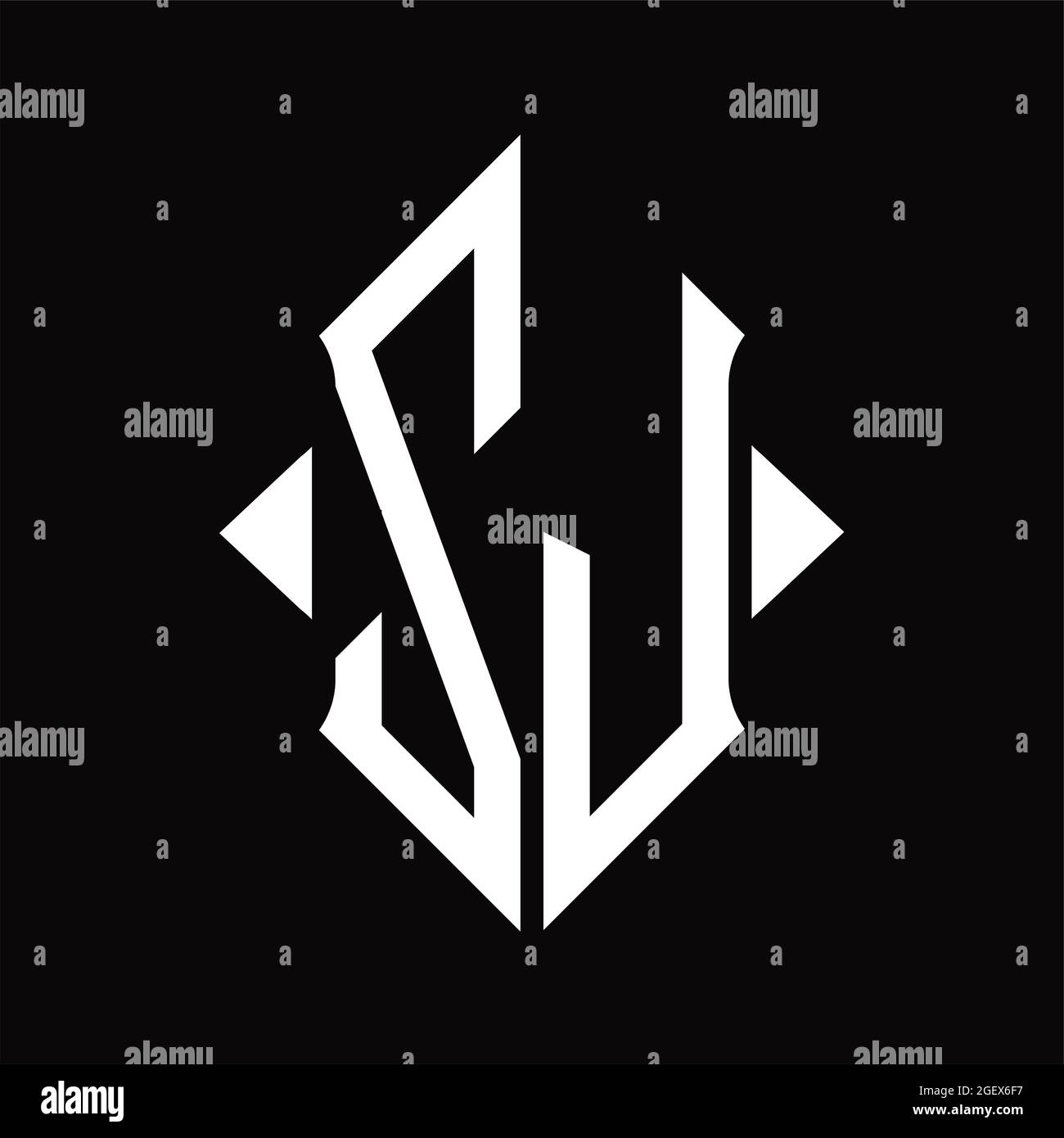ZJ Logo monogram with horn shape isolated black and white design ...