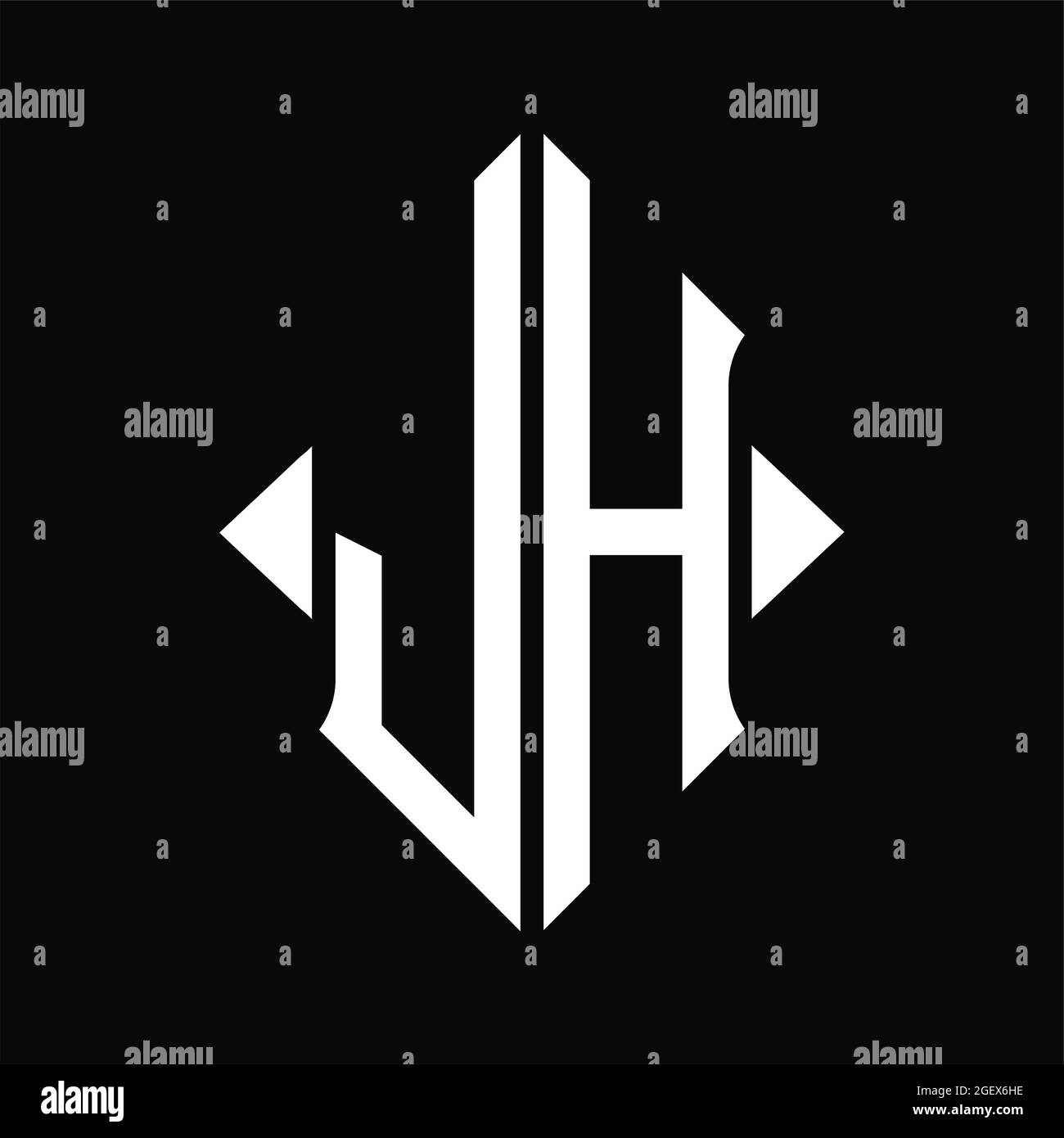 JH Logo monogram with shield shape isolated black background design ...