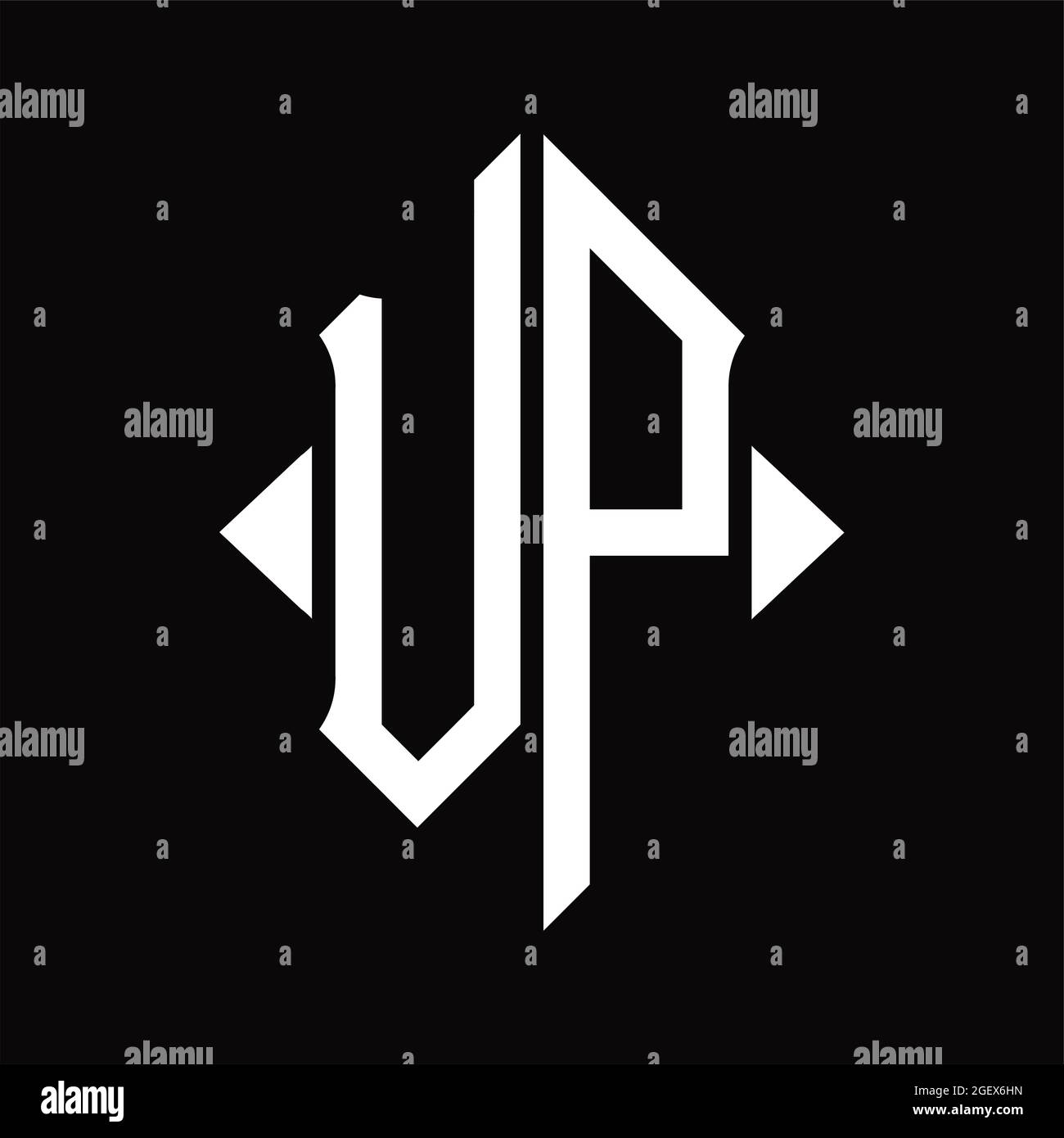 VP Logo monogram with horn shape isolated black and white design ...