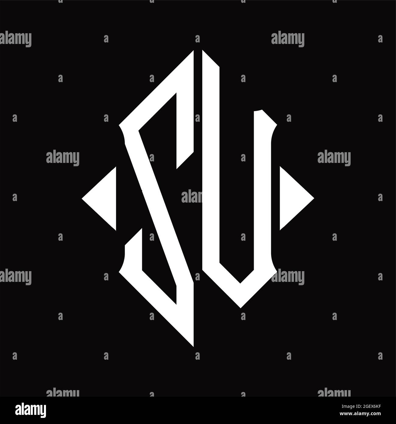 ZV Logo monogram with shield shape isolated black background design ...