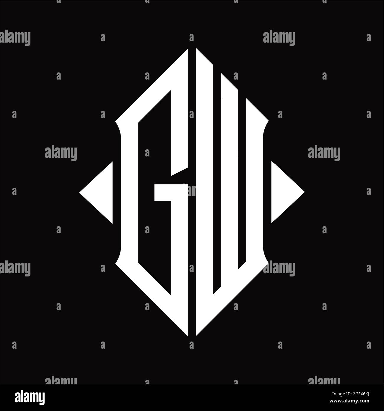 GW Logo monogram with shield shape isolated black background design ...