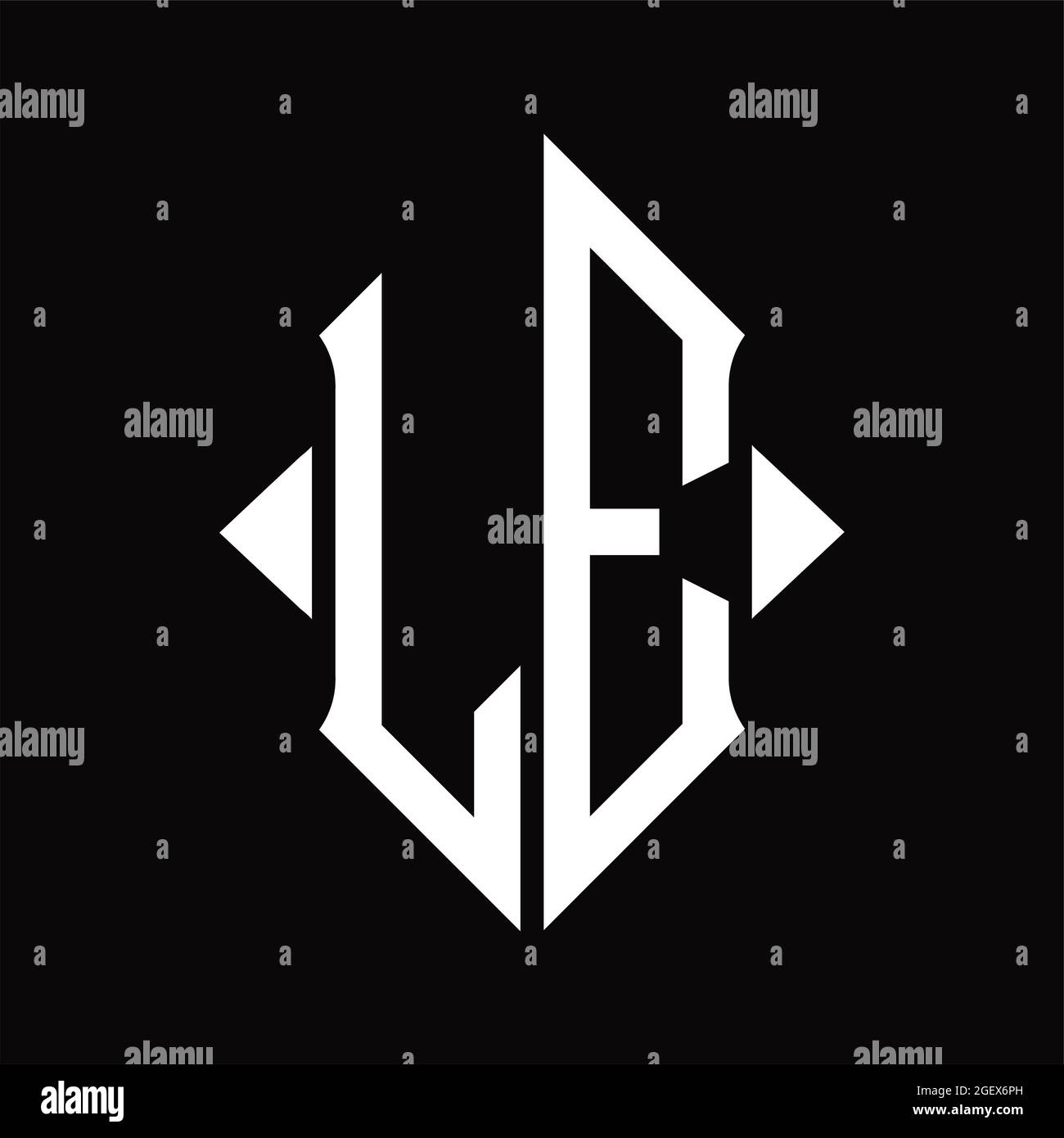 LE Logo monogram with shield shape isolated black background design ...