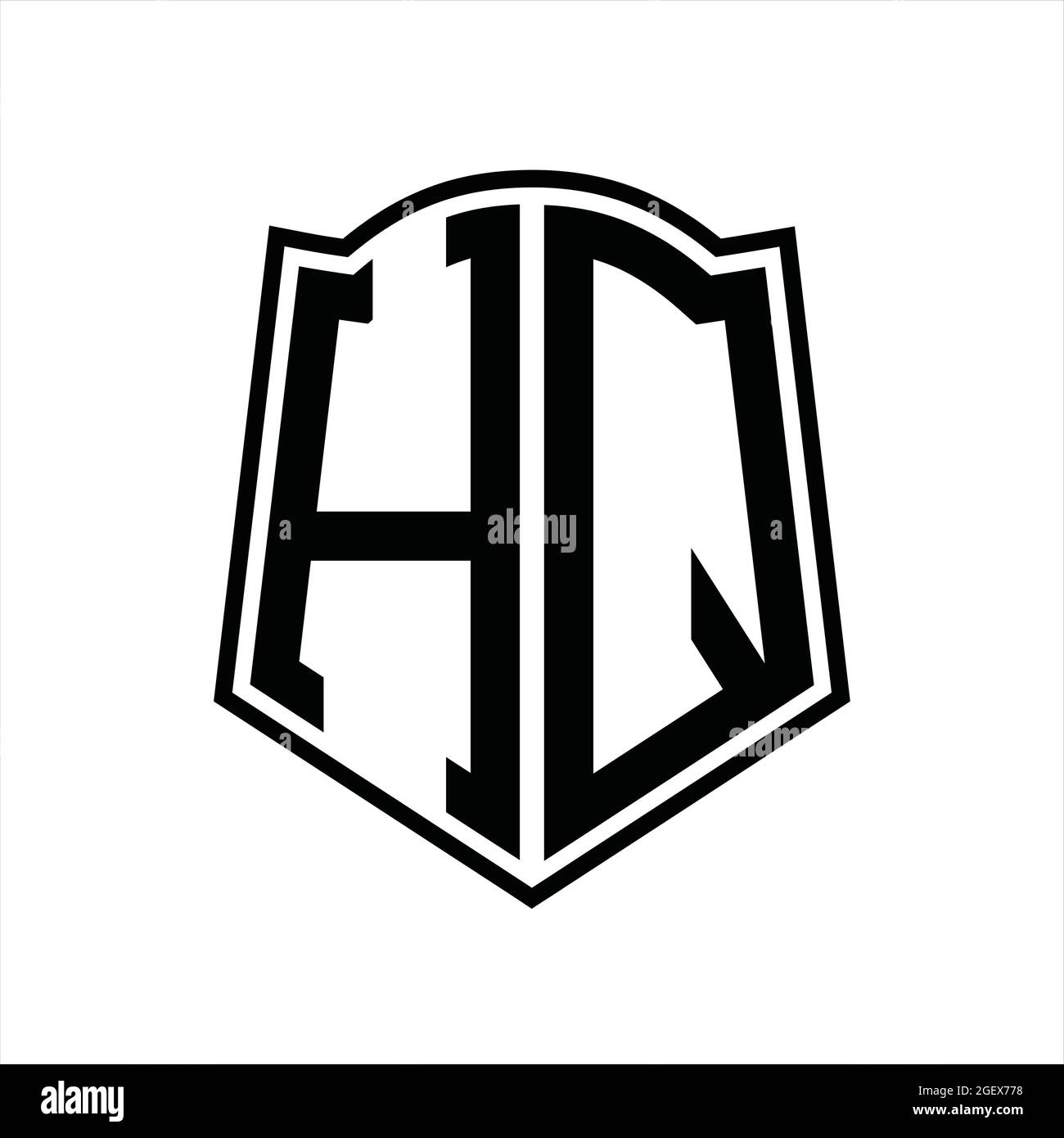 HQ Logo monogram with shield shape isolated black background design ...