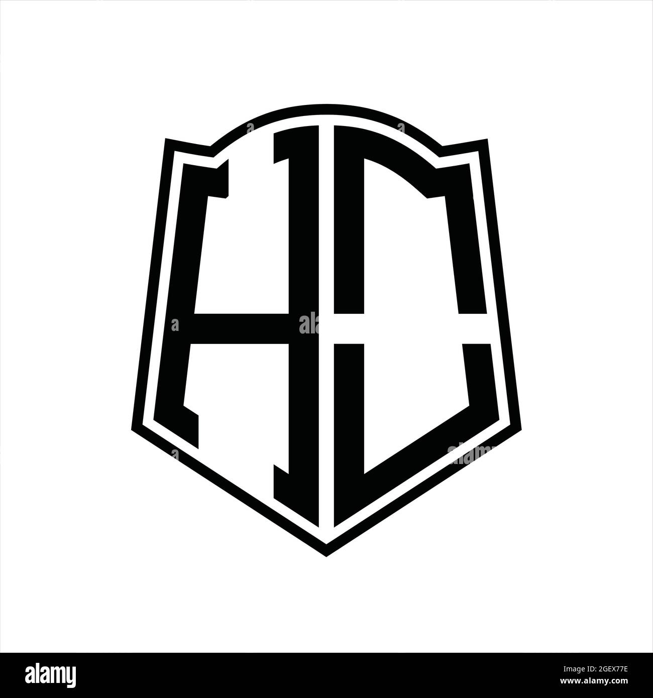 HO Logo monogram with shield shape isolated black background design ...