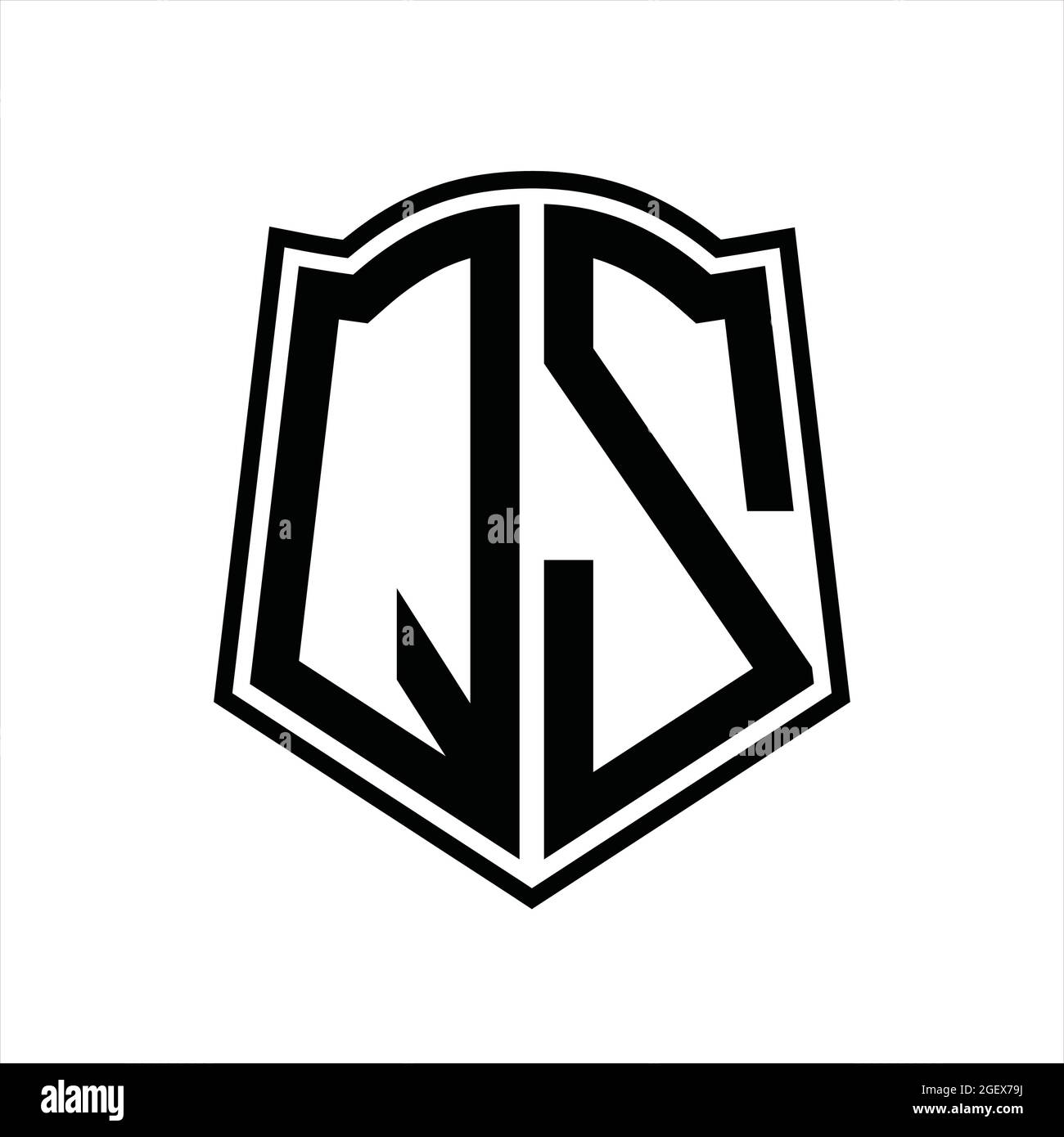 QZ Logo monogram with shield shape isolated black background design ...