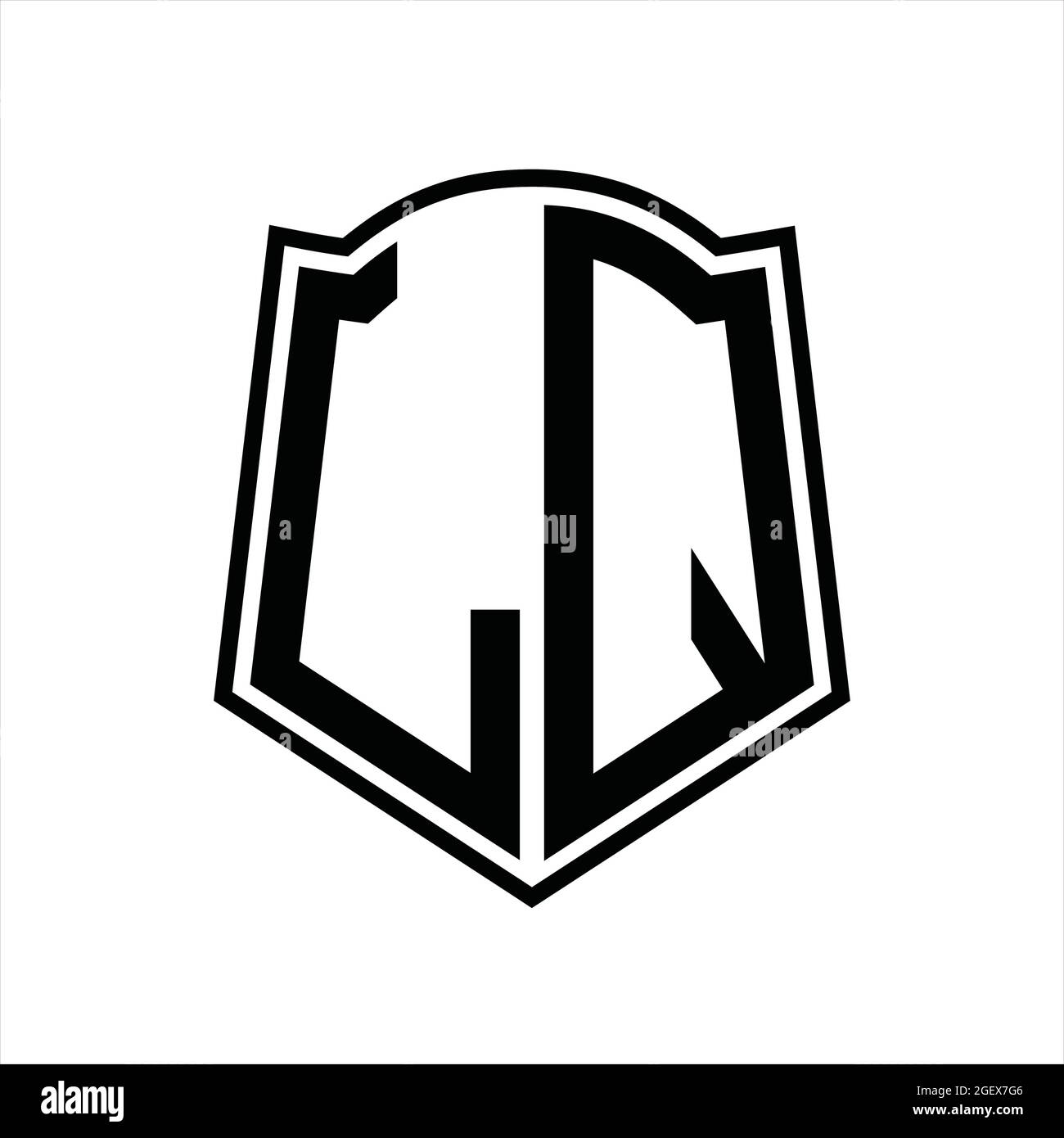LQ Logo monogram with shield shape isolated black background design ...