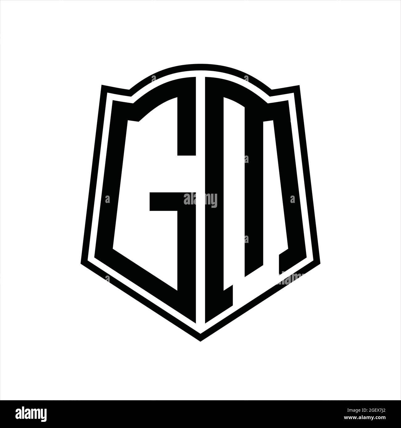 Logo monogram with shield shape outline design template isolated in ...