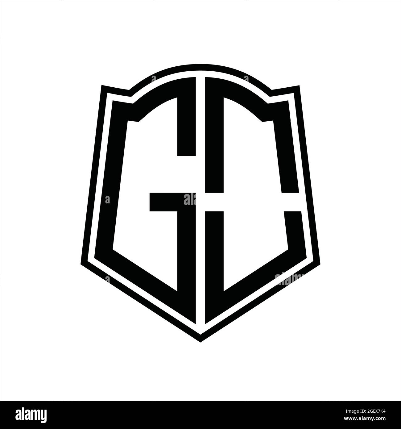 Logo monogram with shield shape outline design template isolated in ...