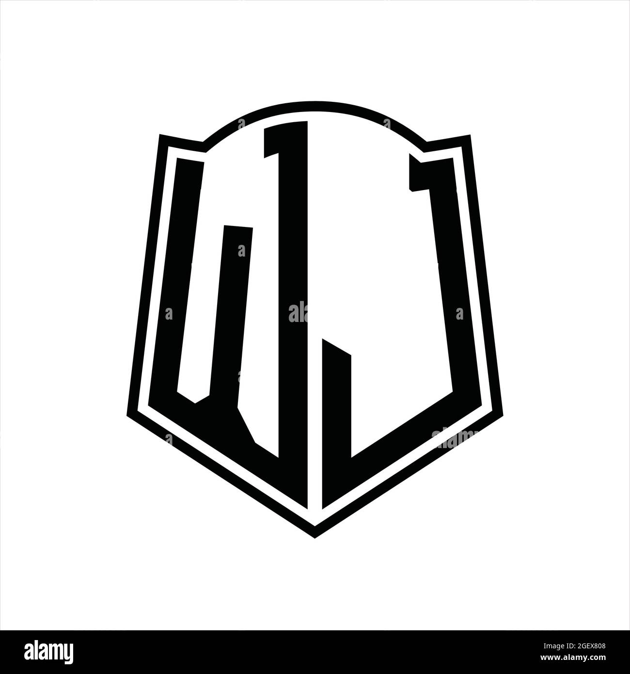 WJ Logo monogram with shield shape outline design template isolated in ...