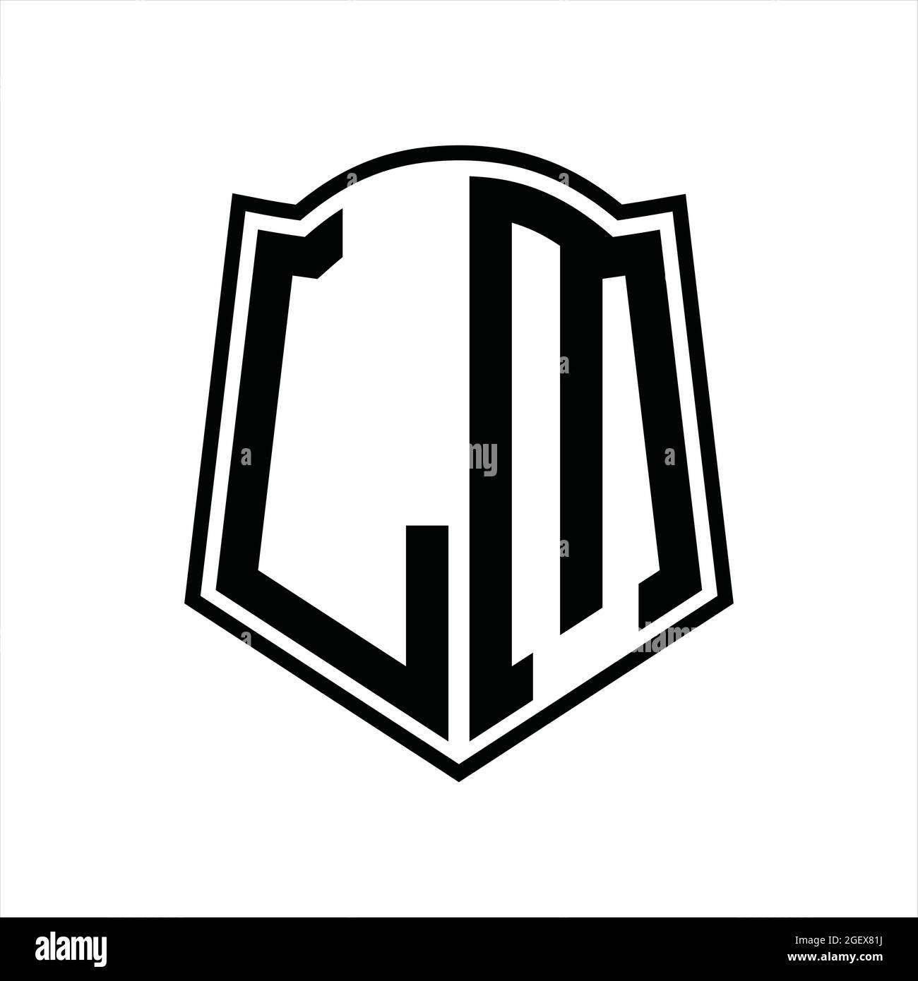 LM Logo monogram with shield shape outline design template isolated in ...