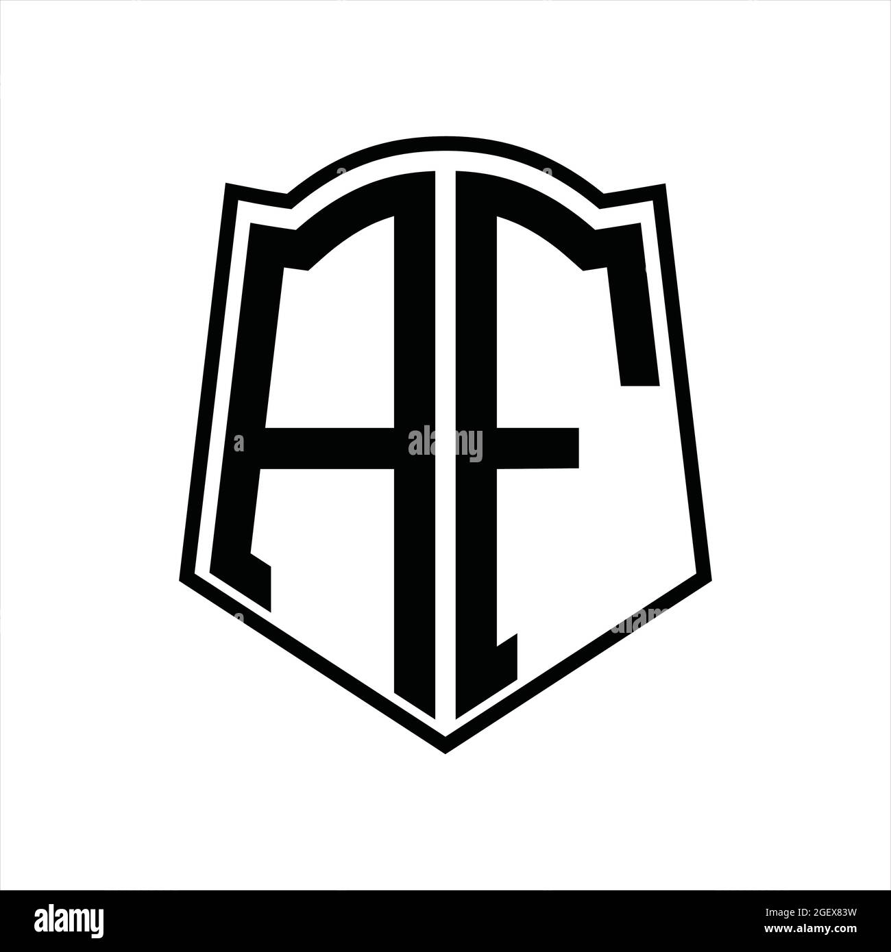Logo monogram with shield shape outline design template isolated in ...