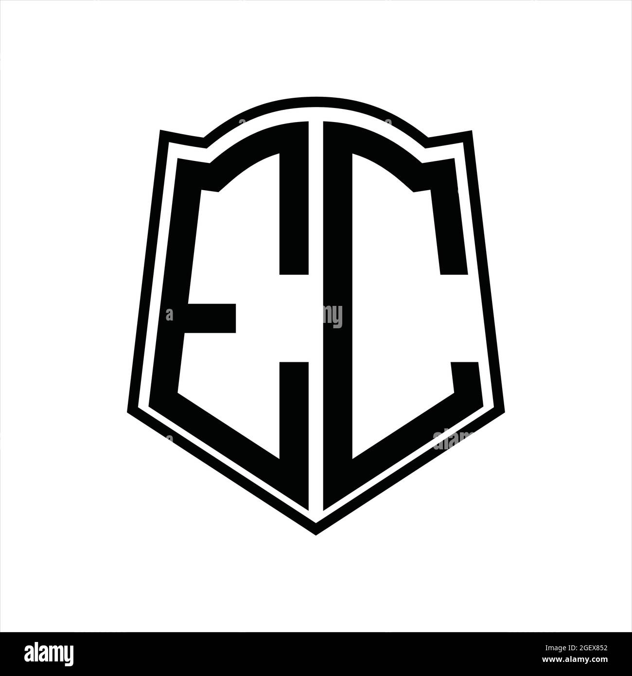 Logo monogram with shield shape outline design template isolated in ...