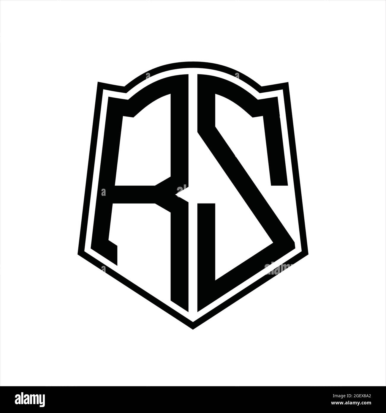 RZ Logo monogram with shield shape outline design template isolated in ...