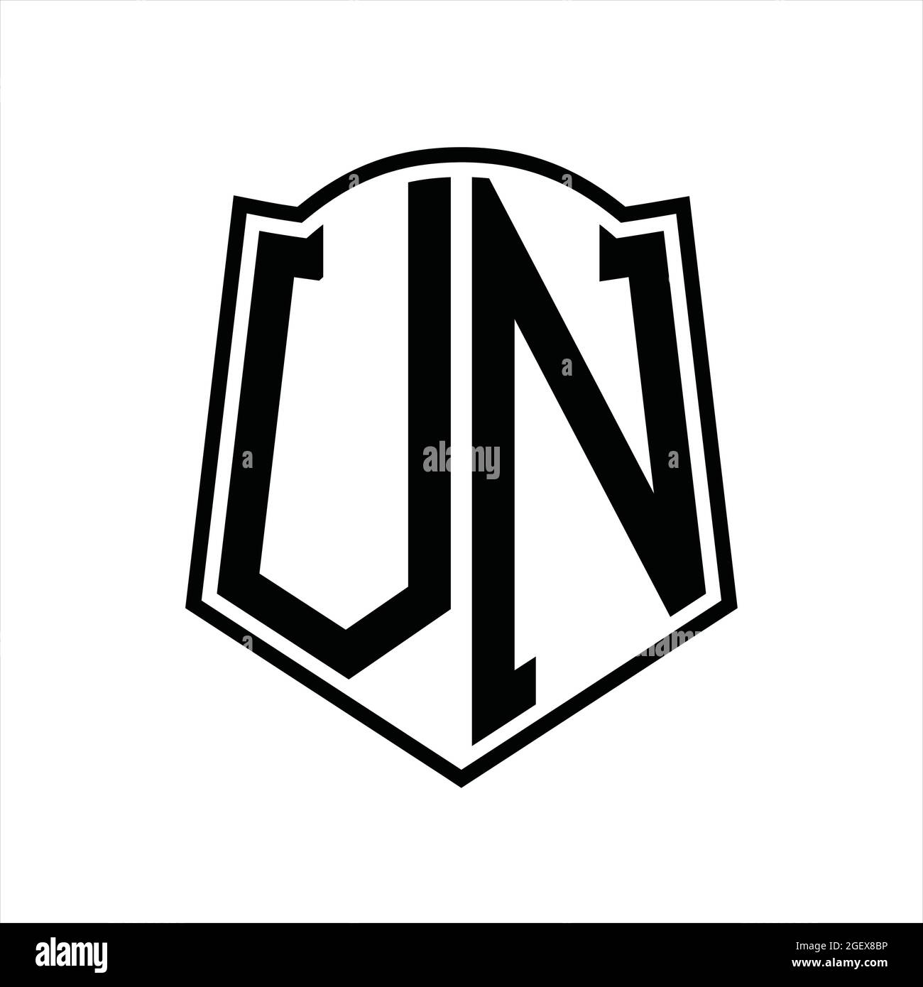 VN Logo monogram with shield shape outline design template isolated in ...