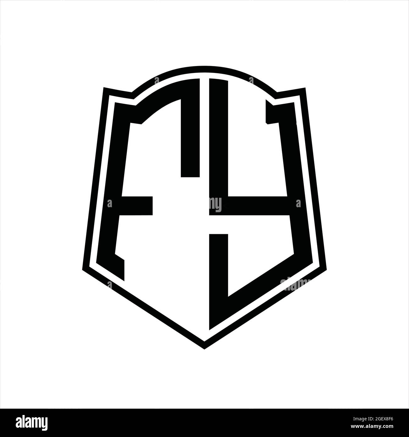 Logo monogram with shield shape outline design template isolated in ...