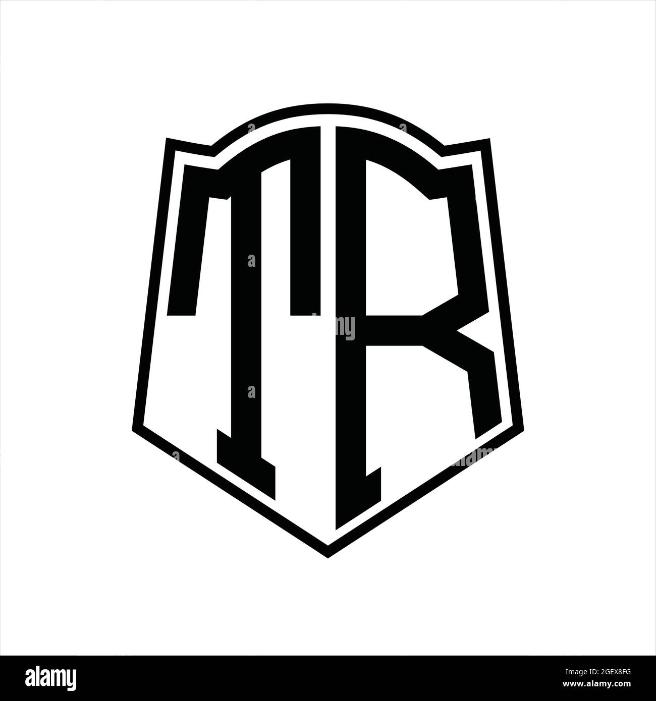 TR Logo monogram with shield shape outline design template isolated in ...