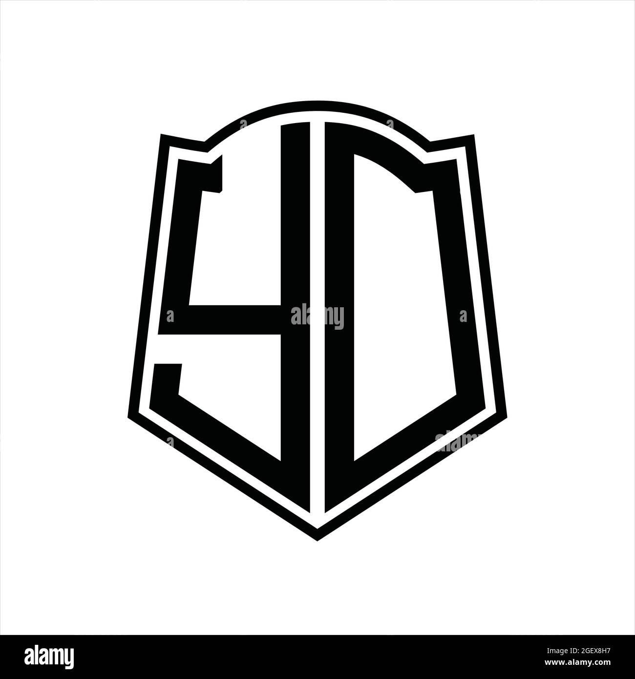YD Logo monogram with shield shape outline design template isolated in ...