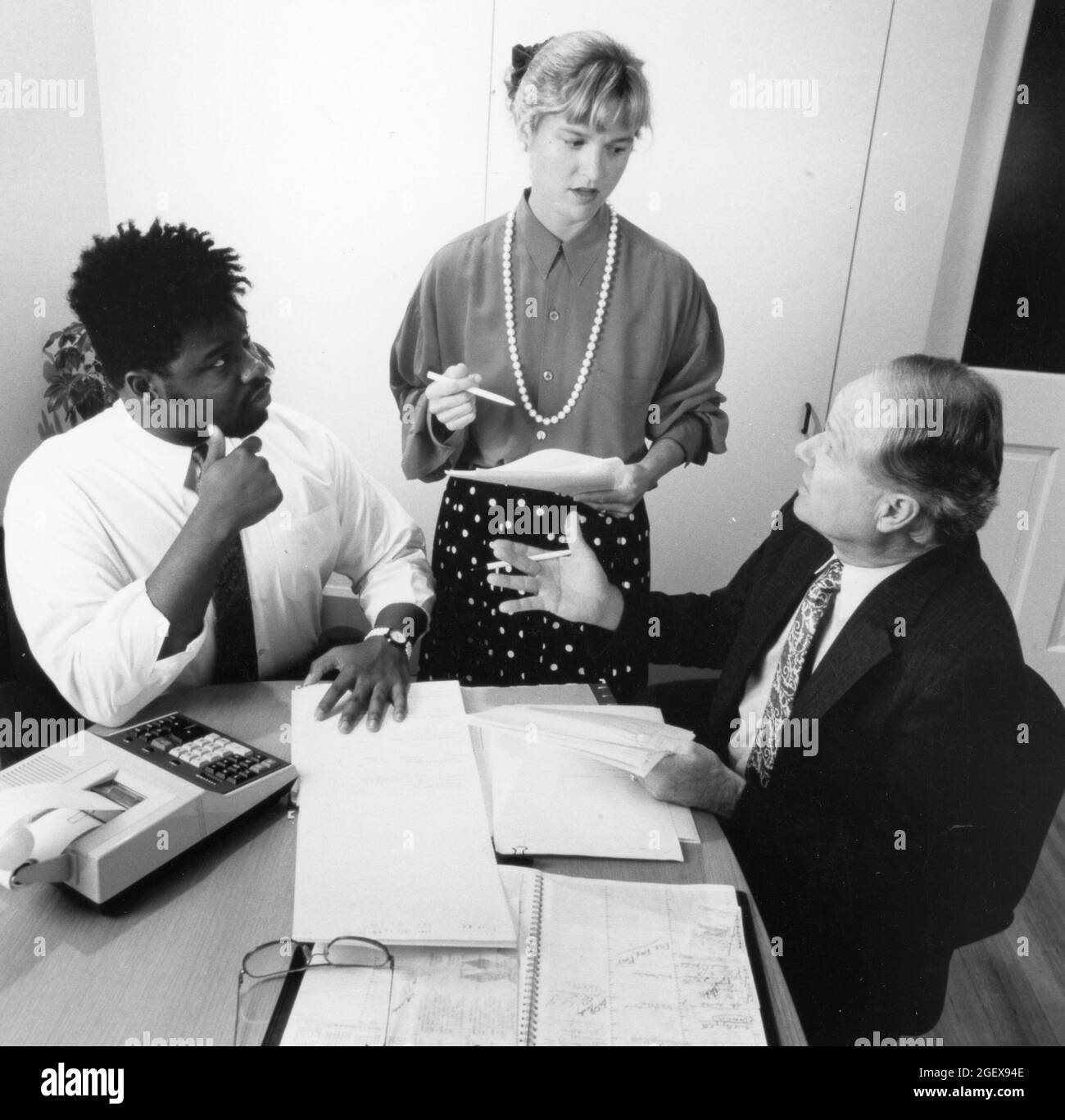 Austin Texas USA, circa 1991 Executive team at small accounting firm