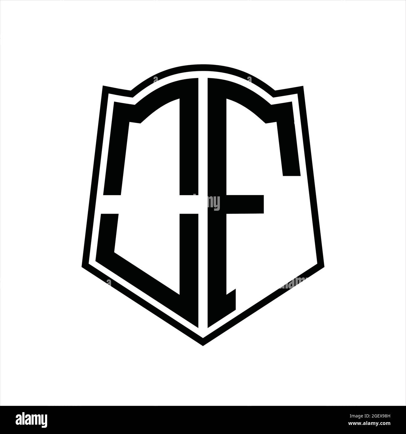 Ofd Lettering Monogram OF Logo monogram with shield shape outline design template isolated in ...