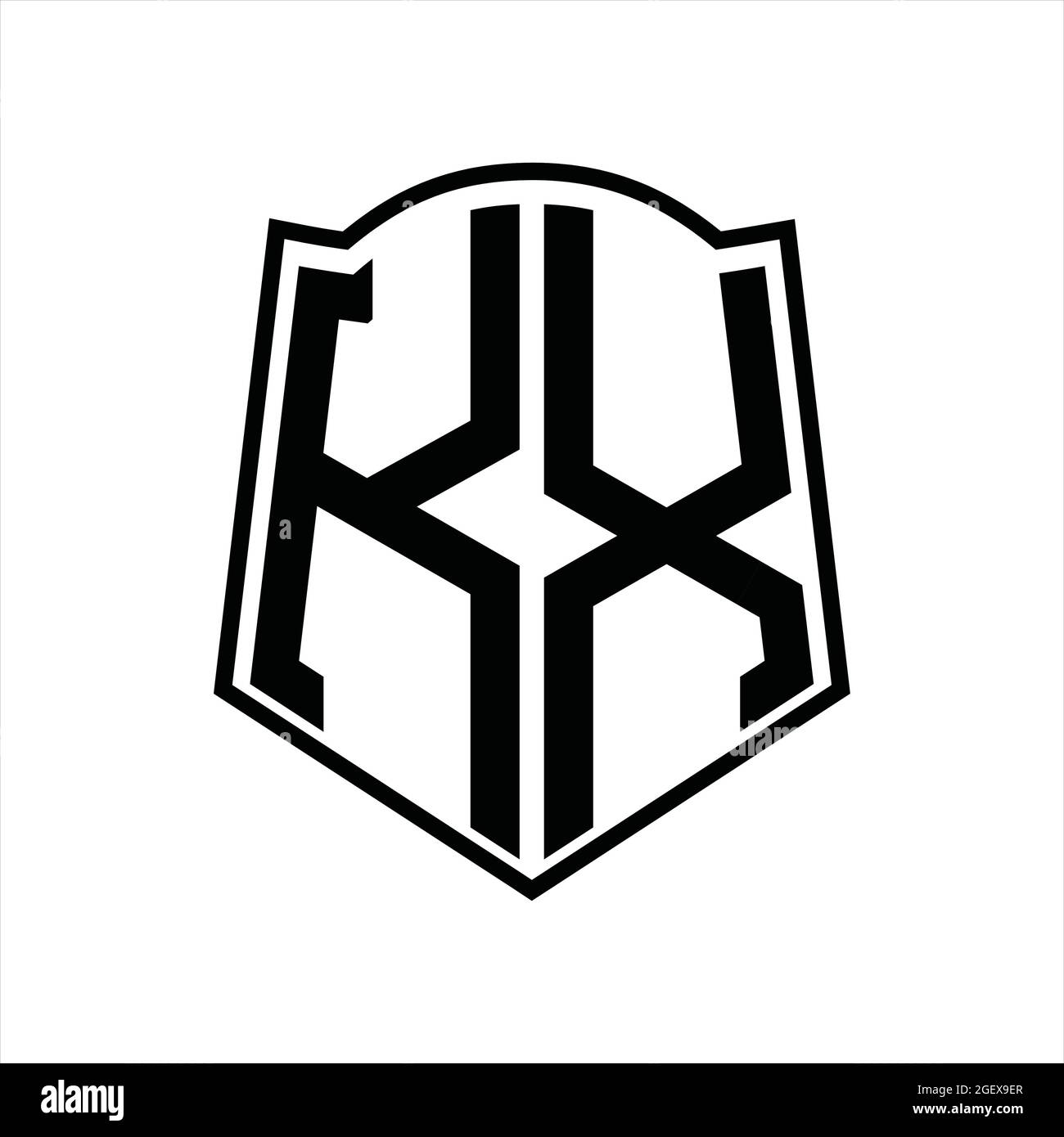KX Logo monogram with shield shape outline design template isolated in ...