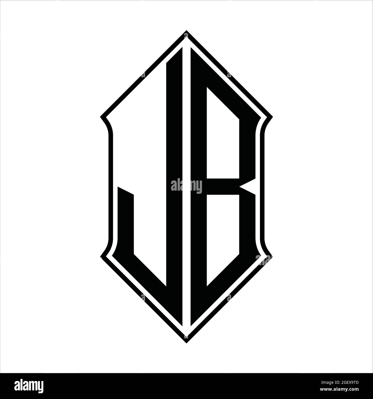 JB Logo monogram with shieldshape and black outline design template ...