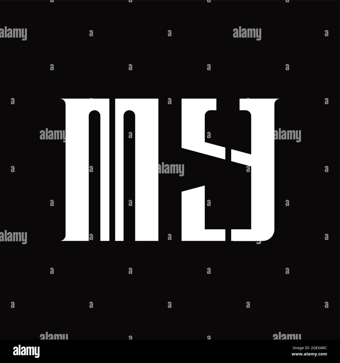 MY Logo monogram with middle slice on blackground design template Stock ...