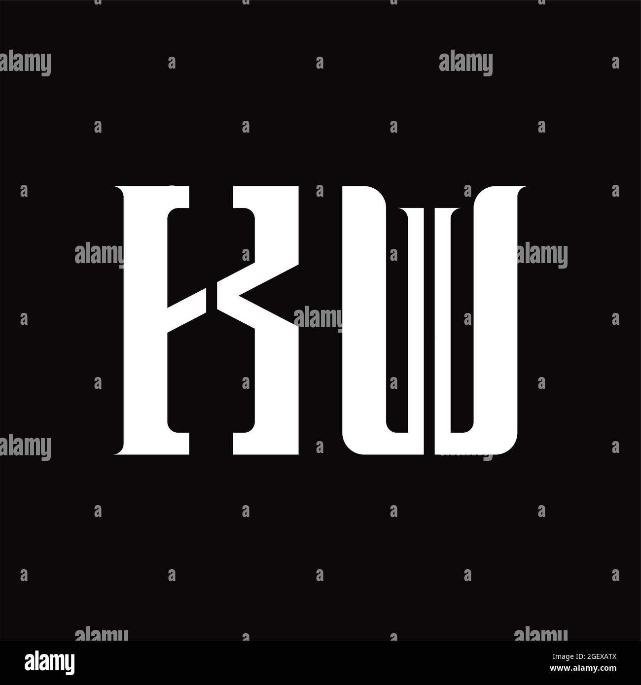 KW Logo monogram with middle slice on blackground design template Stock ...