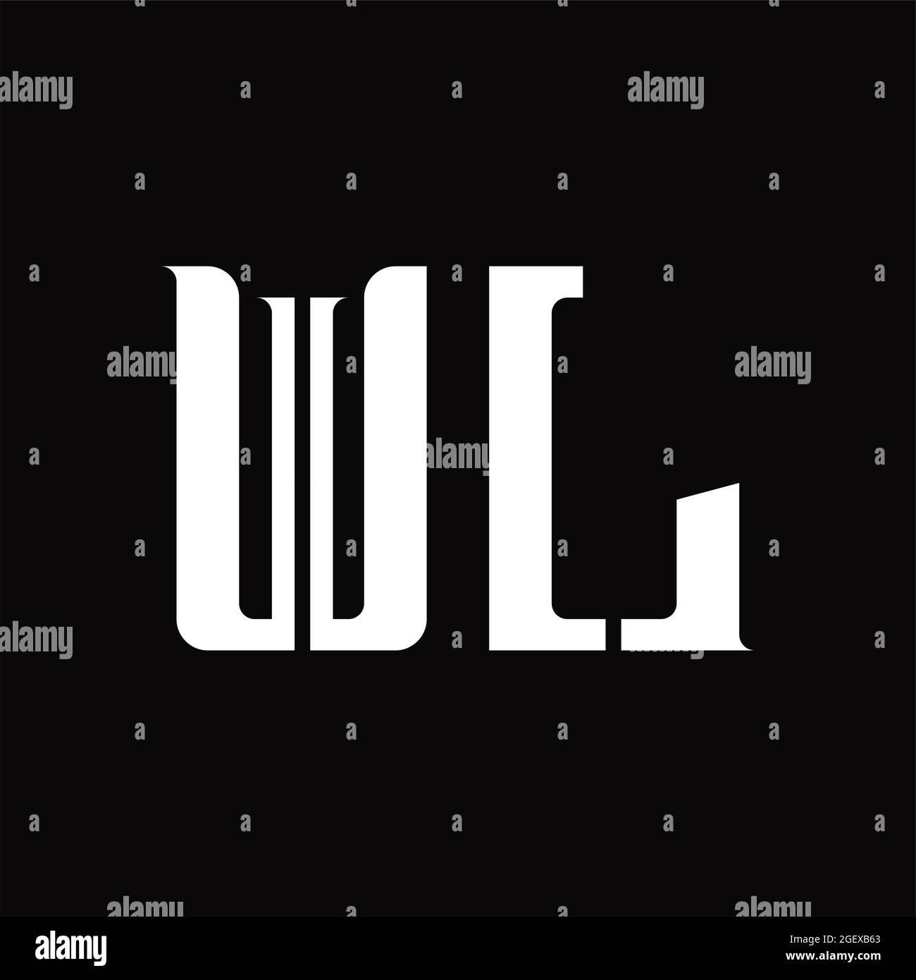 WL Logo monogram with middle slice on blackground design template Stock ...