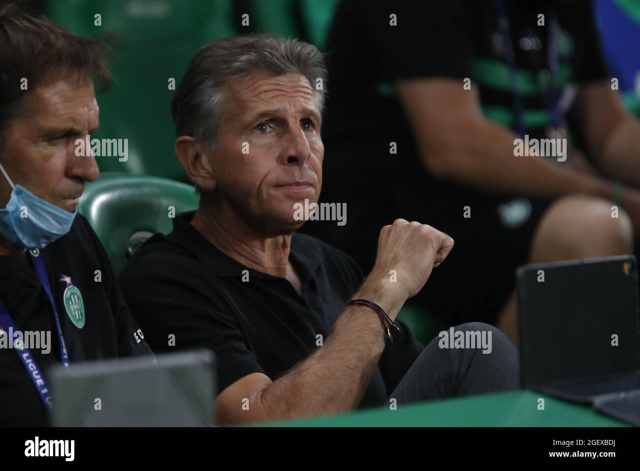 Claude PUEL coach of Saint Etienne during the French championship Ligue 1 football match between AS Saint-Etienne and LOSC Lille on August 21, 2021 at Geoffroy-Guichard stadium in Saint-Etienne, France - Photo Romain Biard / Isports / DPPI Stock Photo