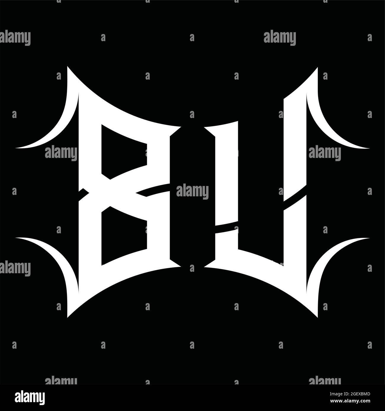 BU Logo monogram with middle slice on blackground design template Stock Vector