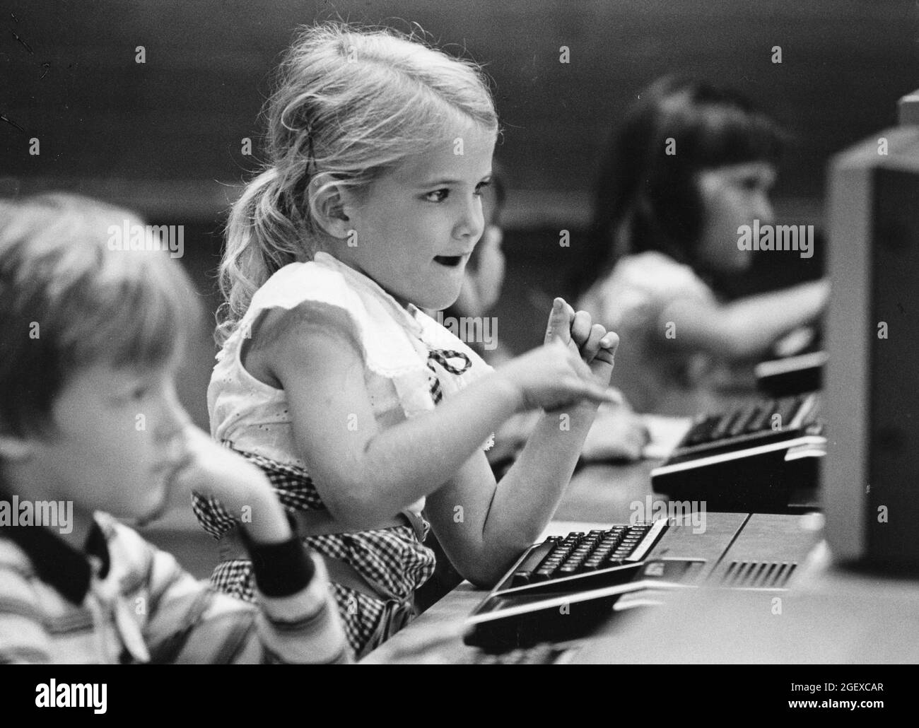 Austin Texas USA, circa 1994 Anglo kindergarten students in computer