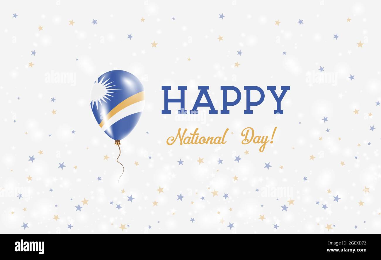 Marshall Islands National Day patriotic poster. Flying Rubber Balloon