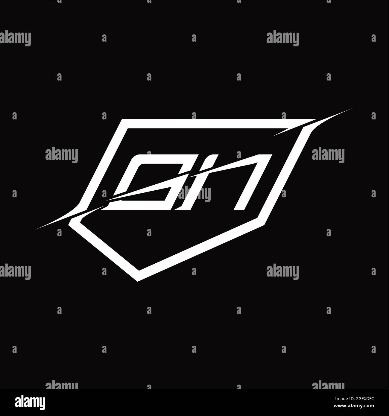 GN Logo monogram letter with shield and slice style blackground design ...