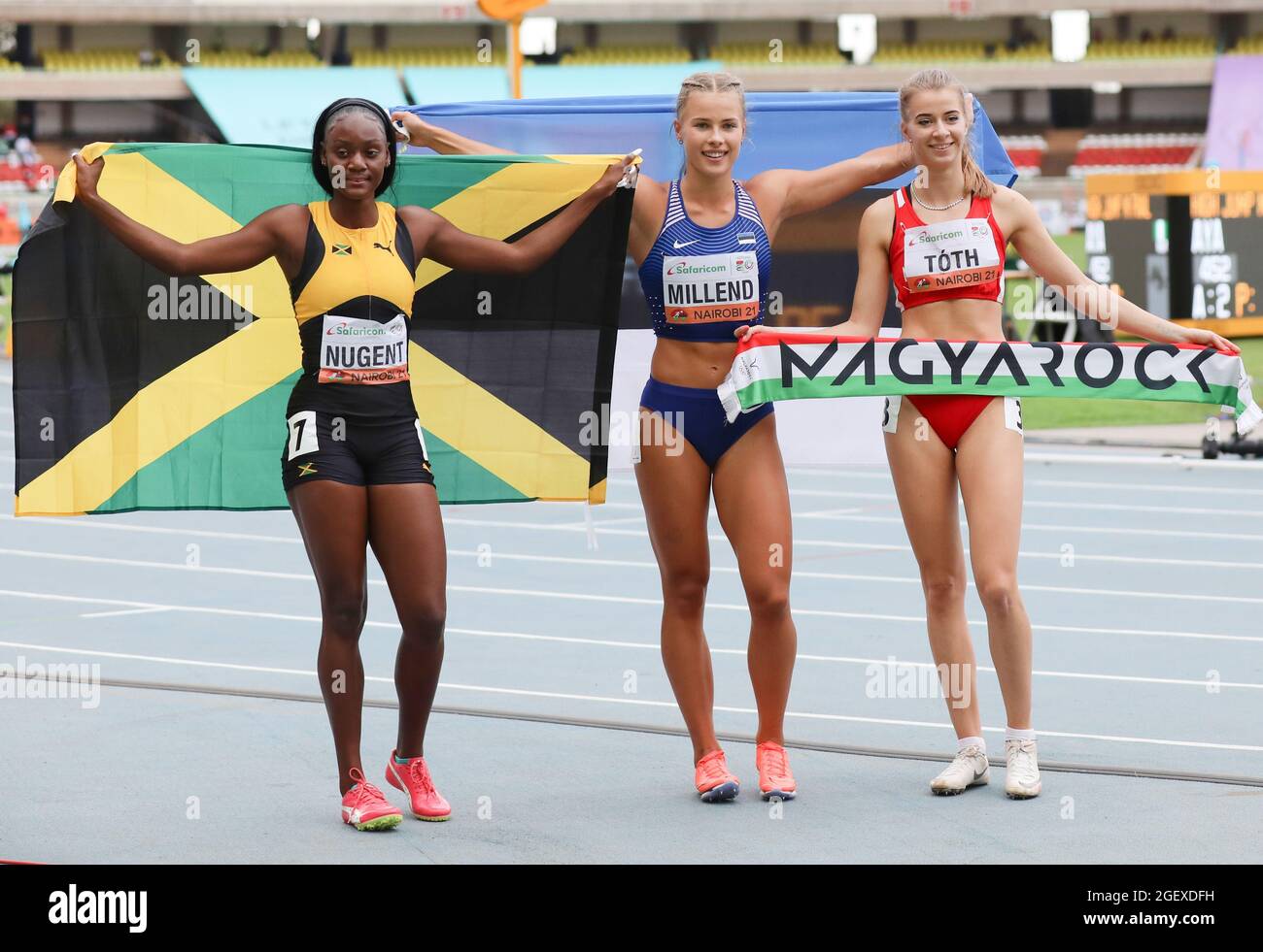 Nairobi, Kenya. 21st Aug, 2021. Ackera Nugent (L) of Jamaica, Anna ...