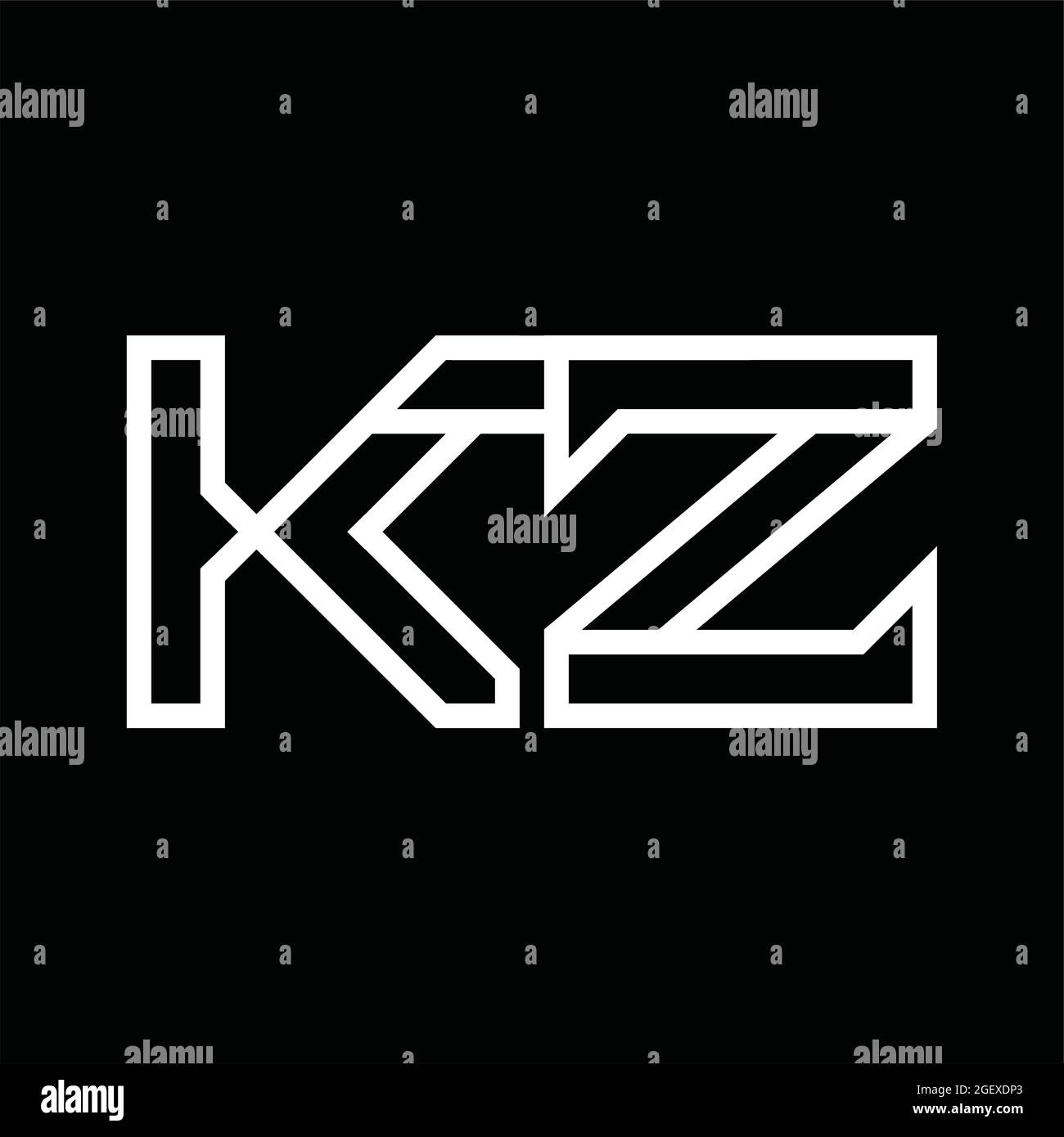KZ Logo monogram letter with shield and slice style blackground design ...