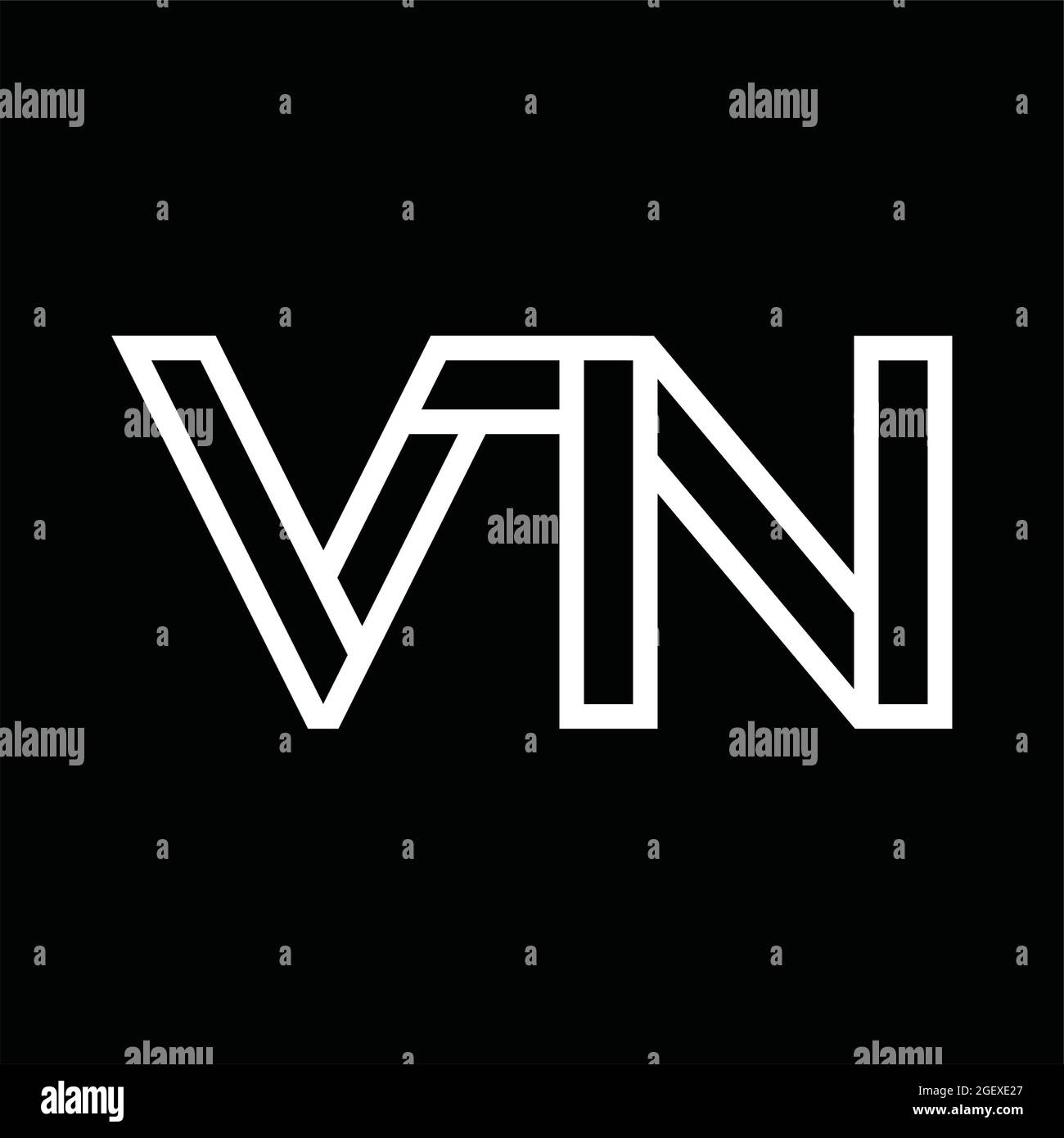 VN Logo monogram letter with shield and slice style blackground design template Stock Vector