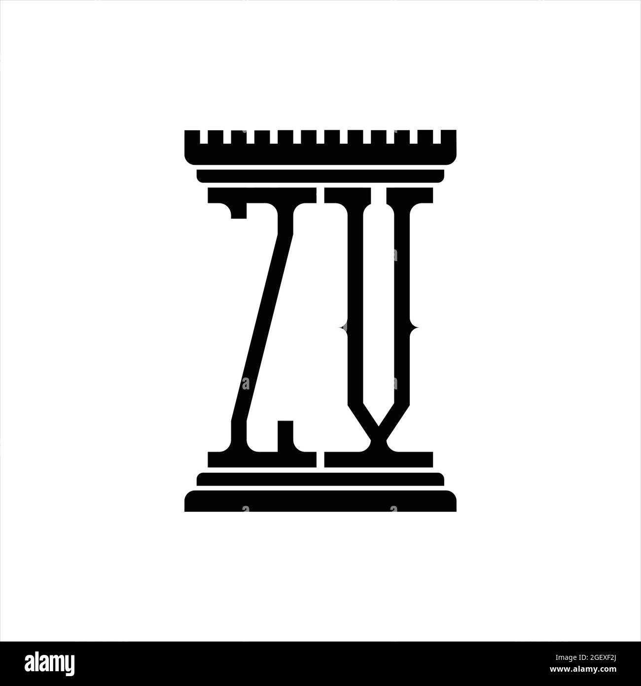 ZV Logo monogram with line style negative space on blackground Stock ...