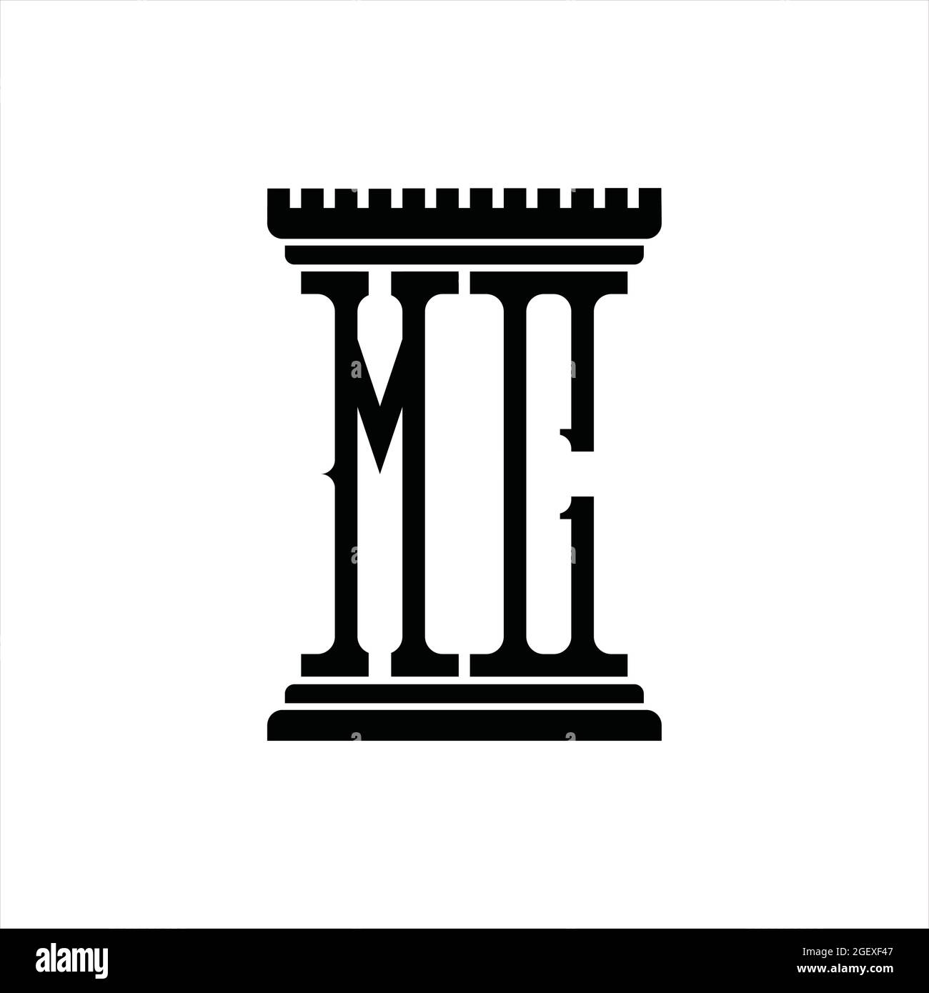 MC Logo monogram with line style negative space on blackground Stock ...