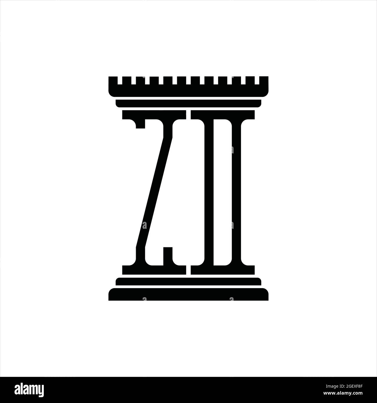 ZD Logo monogram with pillar shape white background design template ...