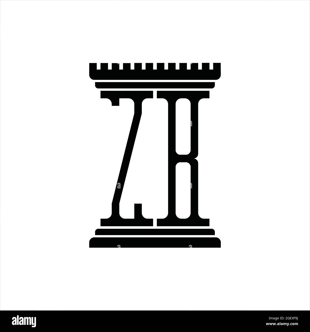 ZB Logo monogram with pillar shape white background design template ...