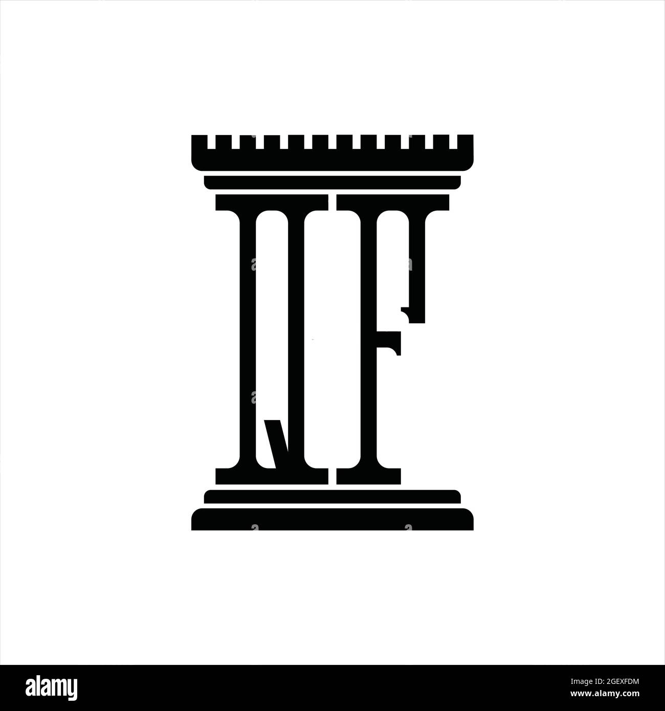 QF Logo monogram with pillar shape white background design template ...