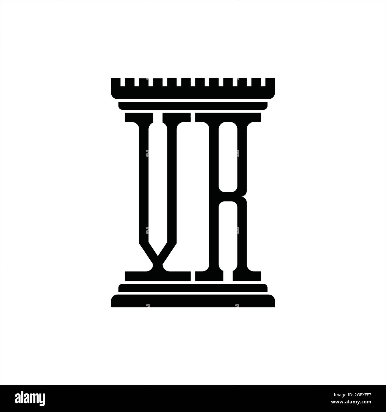 VR Logo monogram with pillar shape white background design template ...