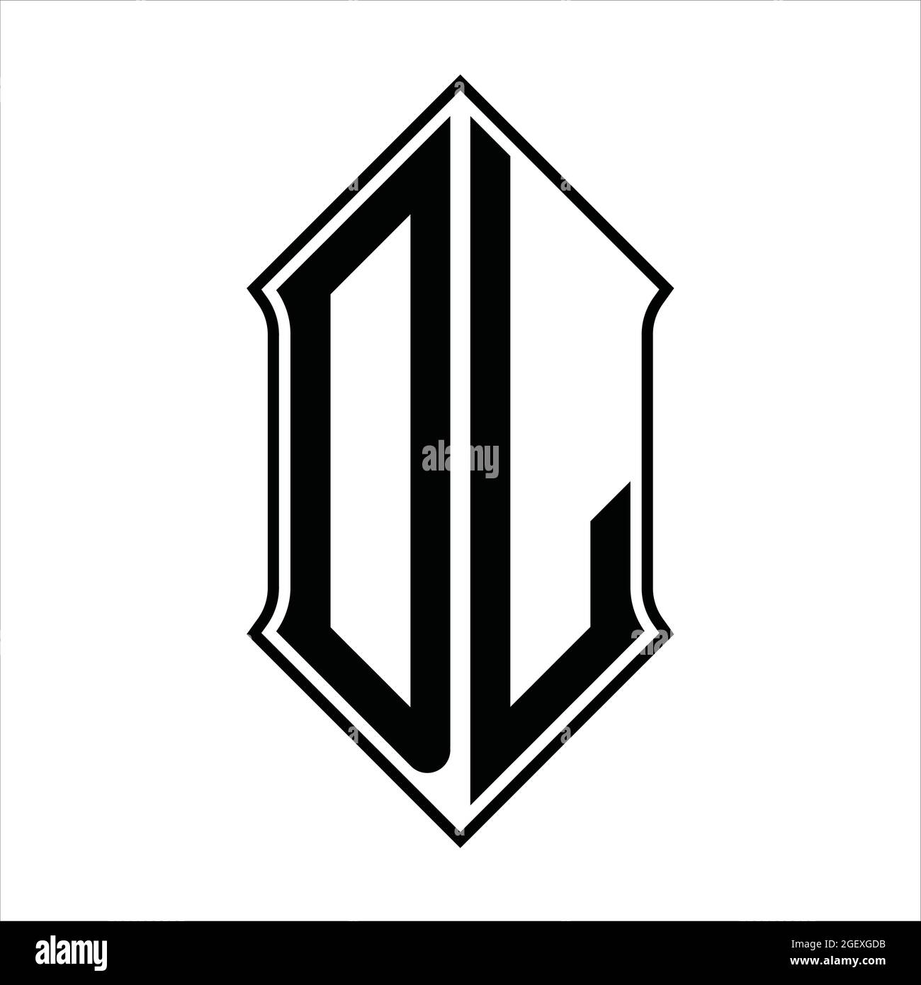 DL Logo monogram with shieldshape and black outline design template ...