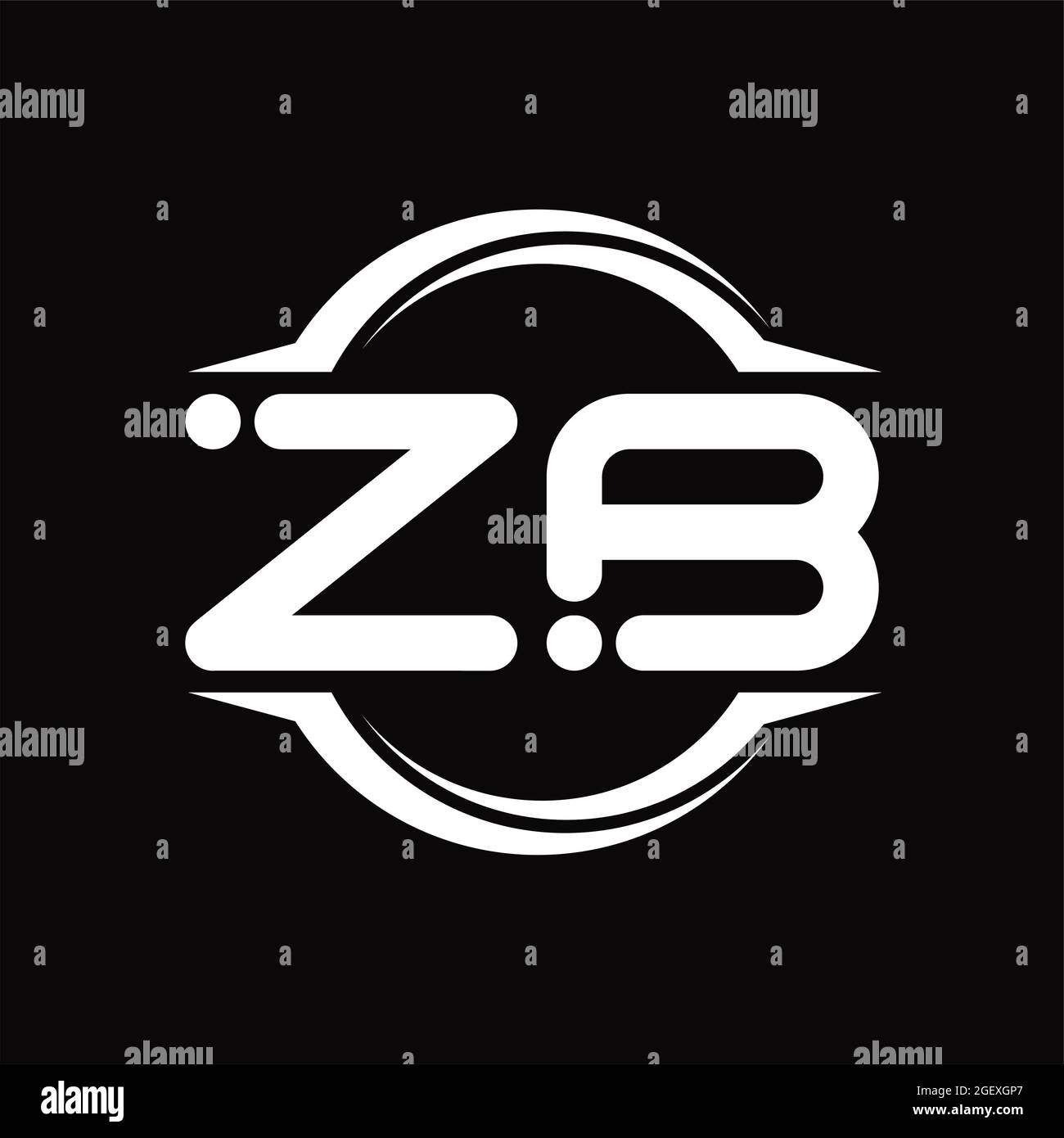 ZB Logo monogram with circle rounded slice shape blackground design template Stock Vector