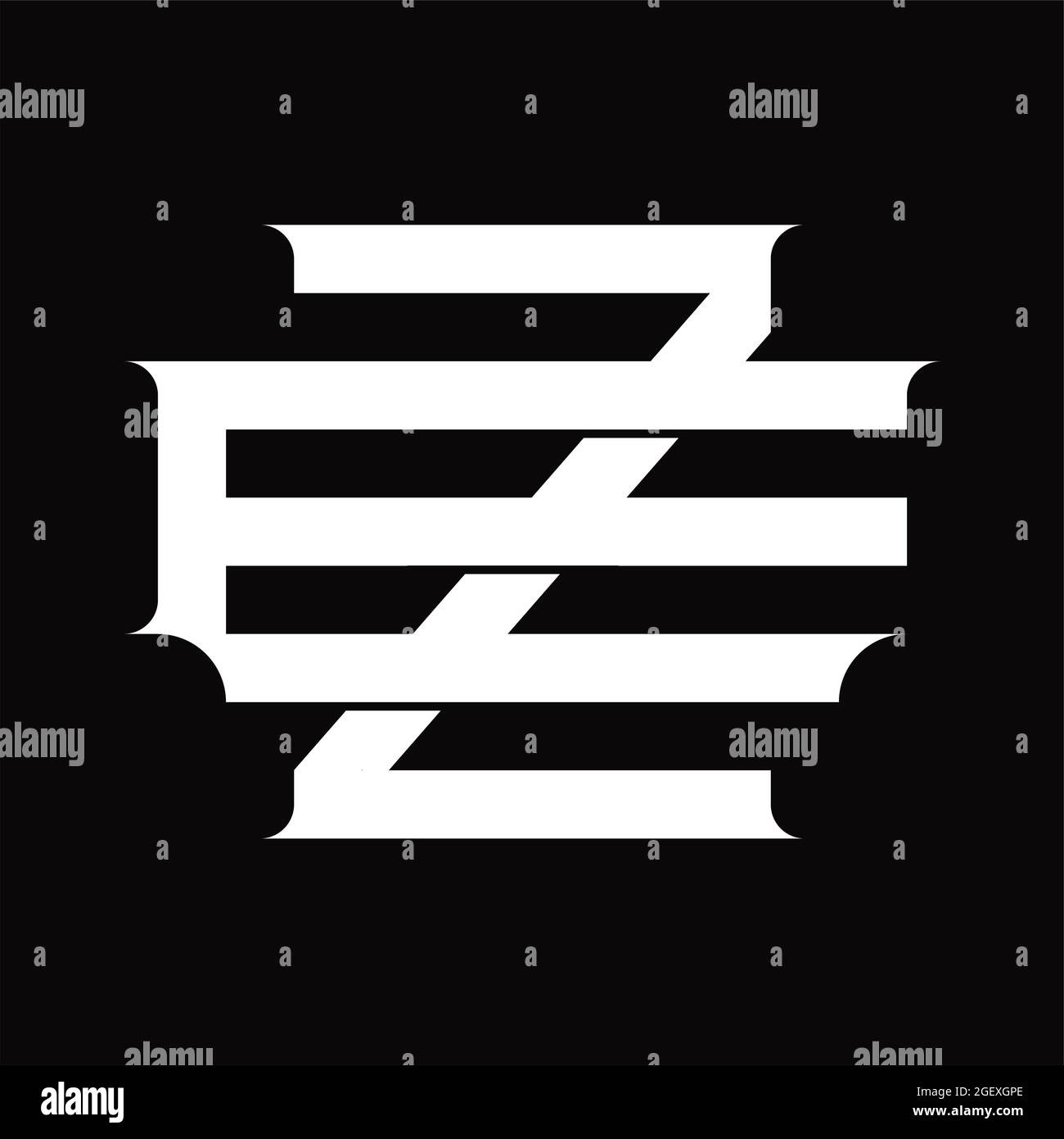 EZ Logo monogram with circle rounded slice shape blackground design ...