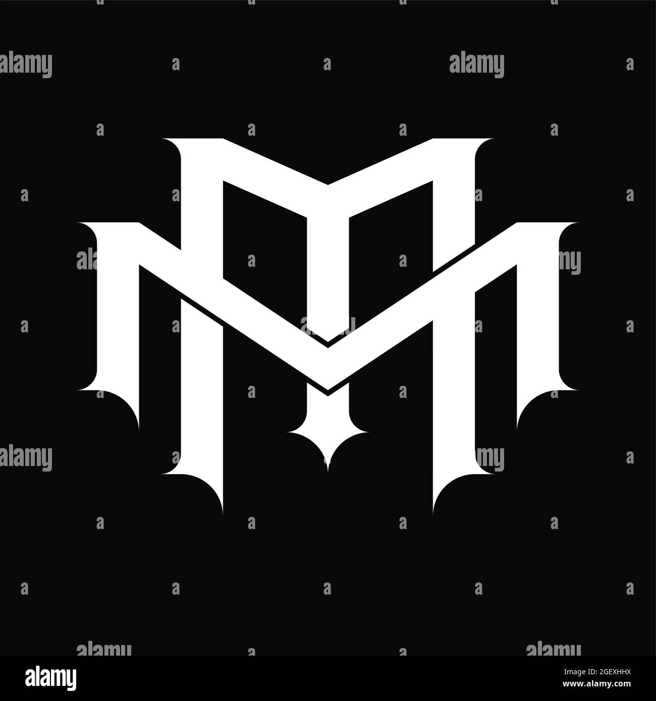 MM Logo monogram with vintage overlapping linked style on white