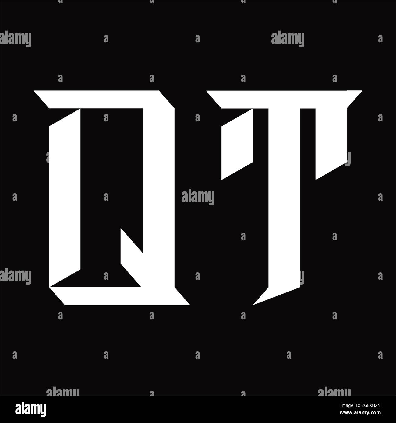 QT Logo monogram with vintage overlapping linked style on white design ...
