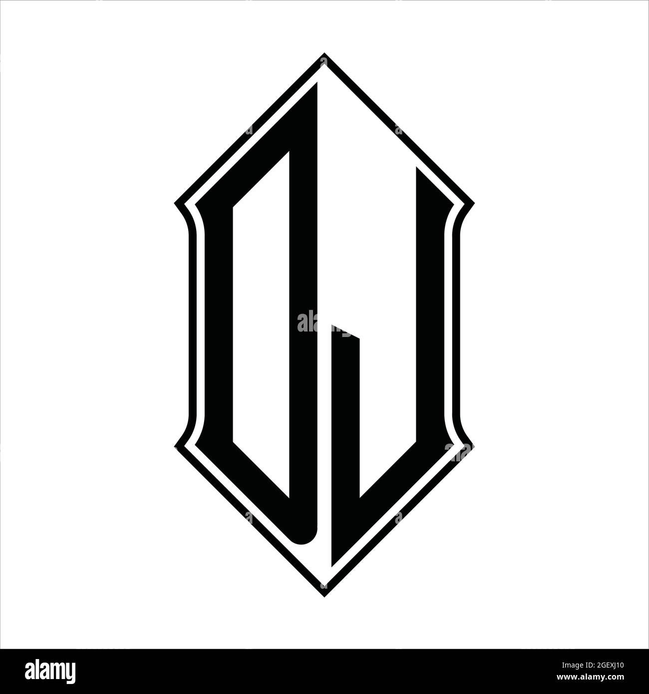 DJ Logo monogram with shieldshape and black outline design template ...